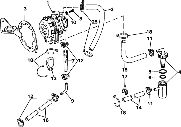 Johnson Vro Pump Parts for 1985 70hp J70TLCOS Outboard Motor