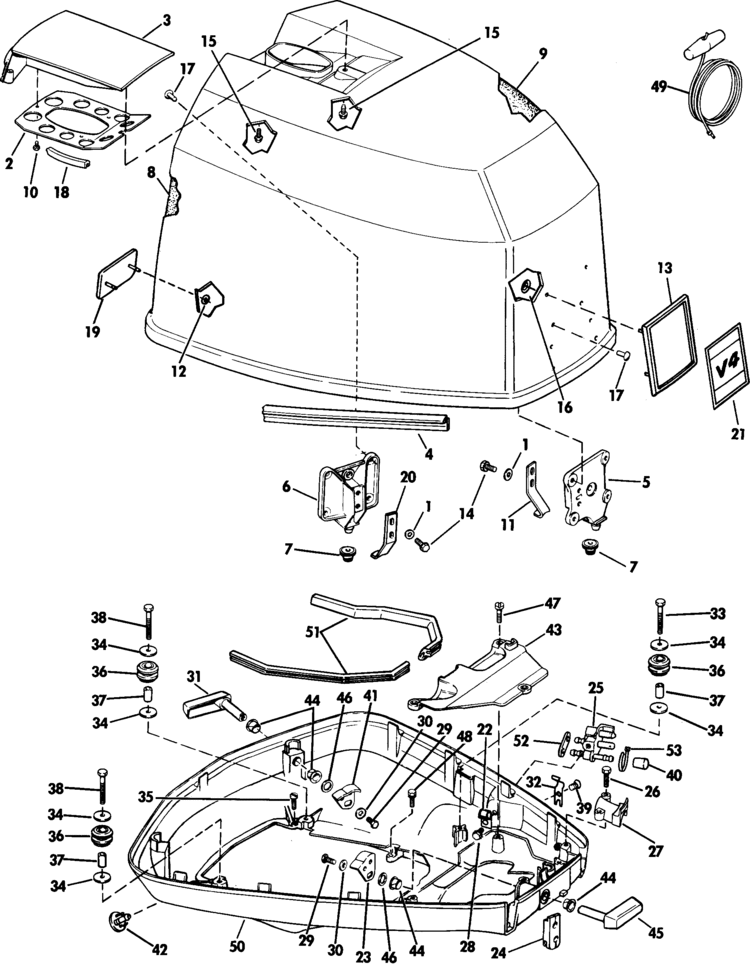 Evinrude Engine Cover - Evinrude Parts for 1985 90hp E90TLCOS Outboard