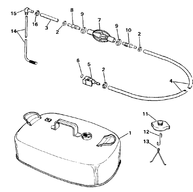 Johnson Fuel Tank Parts for 1986 6hp J6RLCDE Outboard Motor