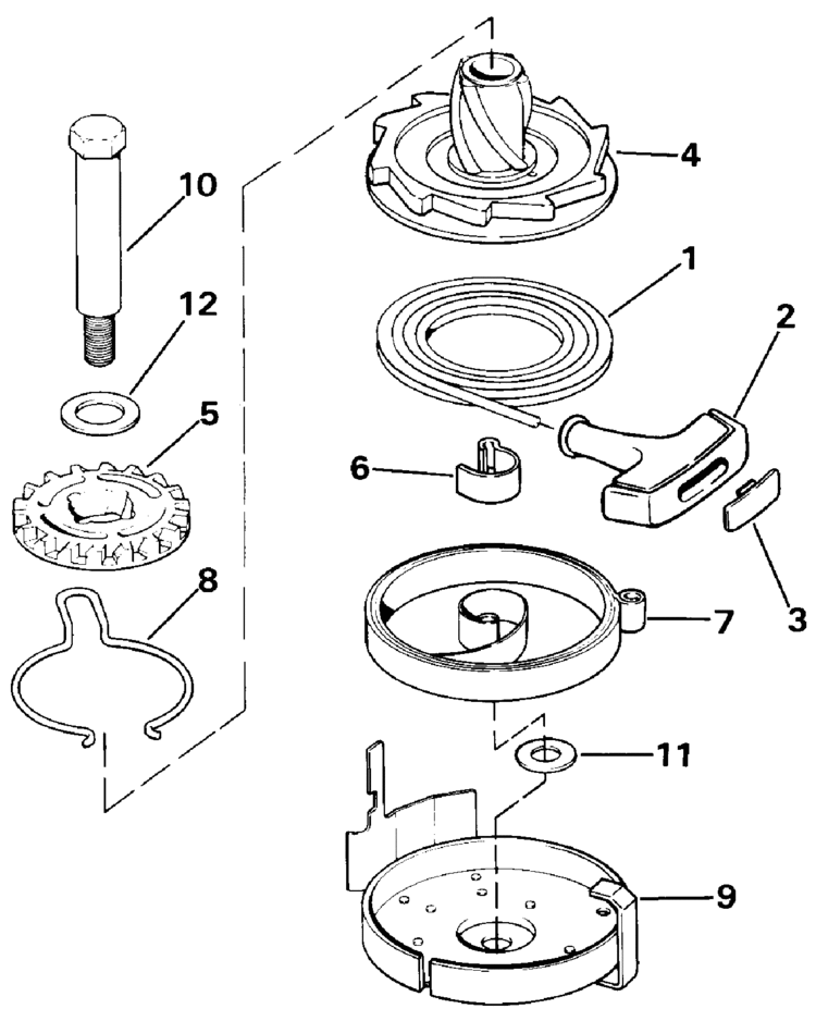 Johnson Rewind Starter Parts for 1987 9.9hp J10RCUE