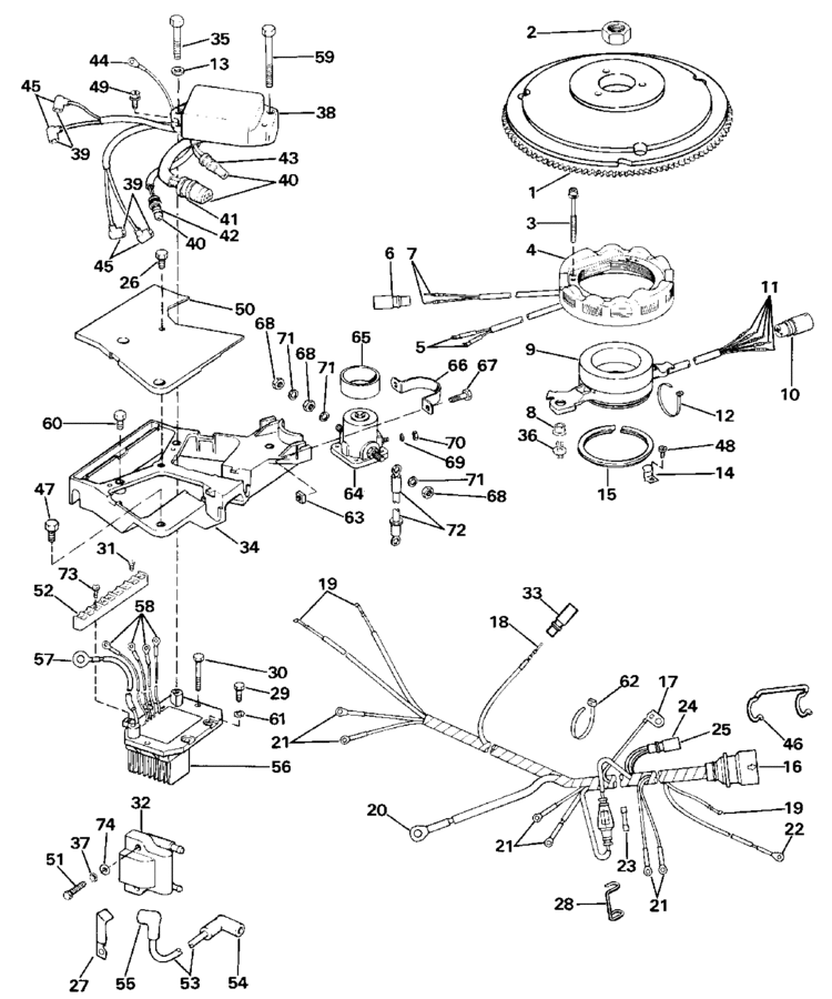 Evinrude Ignition System Parts For 1987 120hp E120tlcur Outboard Motor