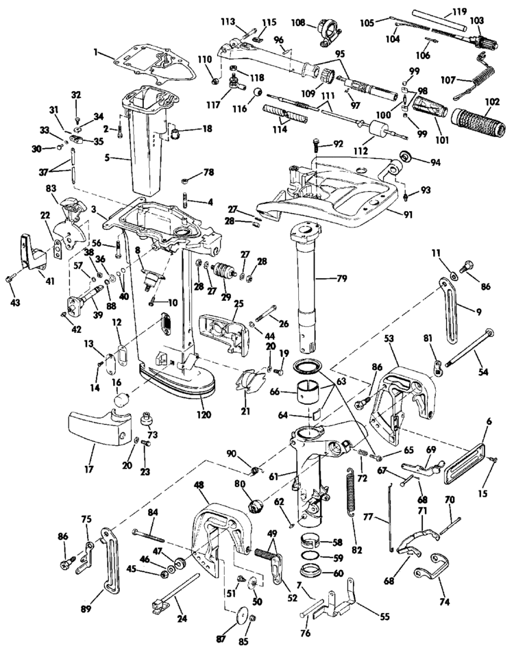 Johnson Midsection Parts For 1988 25hp D25rwa Outboard Motor