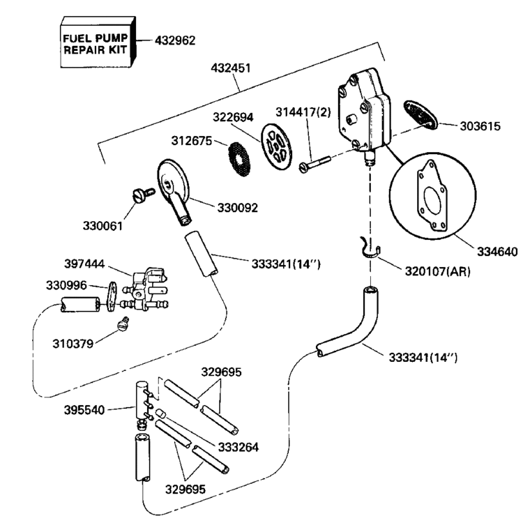 fuel pump Parts for 1989 48hp j48eslcer Outboard Motor
