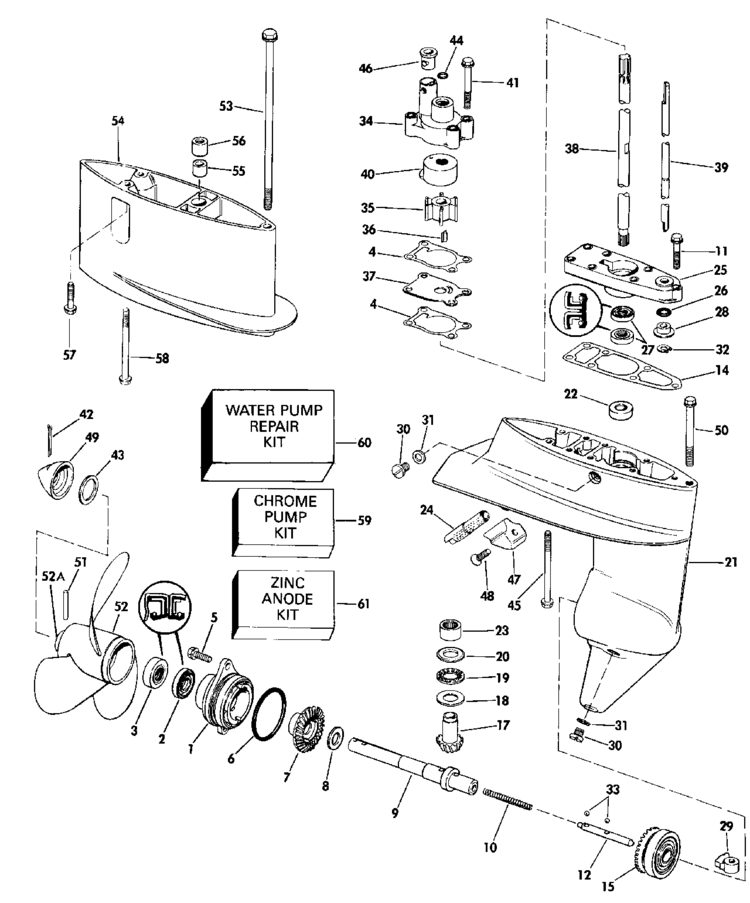 gearcase Parts for 1990 4hp j4rdhlesr Outboard Motor