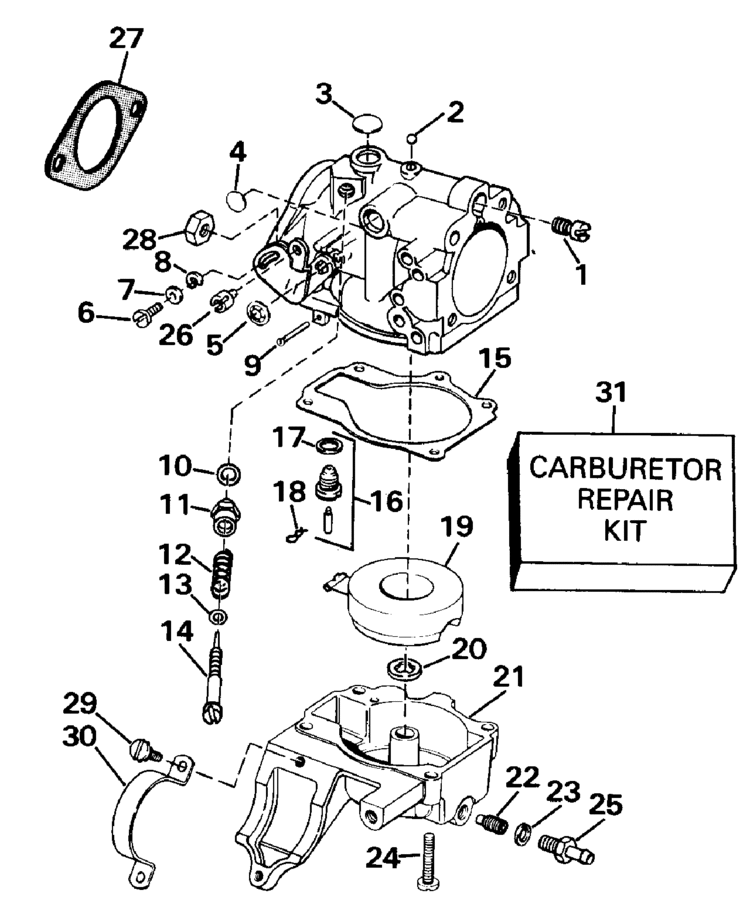 Johnson Carburetor Parts For 1990 25hp Tj25elese Outboard