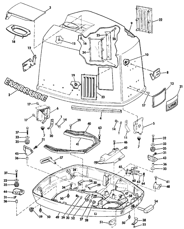 Johnson Engine Cover Evinrude Parts for 1990 150hp J150STLESB