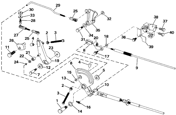 Evinrude Shift & Throttle Linkage Parts for 1991 40hp ... omc control wiring diagrams 