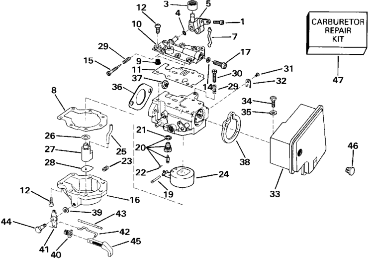 Johnson Carburetor Parts for 1992 6hp J6RLENM Outboard Motor yamaha outboard electric choke wiring diagram 