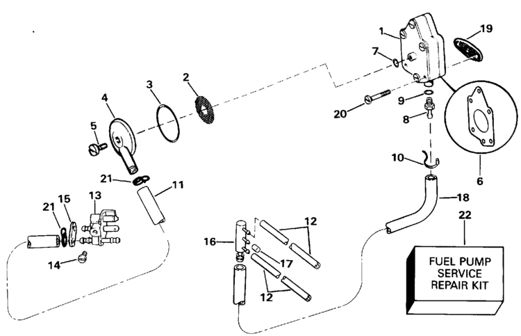 fuel pump and filter Parts for 1993 40hp j40eletb Outboard ... 4 stroke fuel filter diagram 