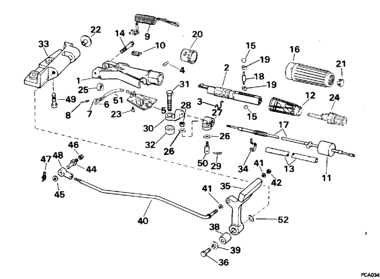 Johnson Steering And Shift Handle Parts for 1995 25hp J25TEEOR Outboard