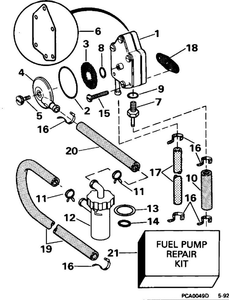 Johnson Fuel Pump Parts for 1995 25hp J25RWEOS Outboard Motor