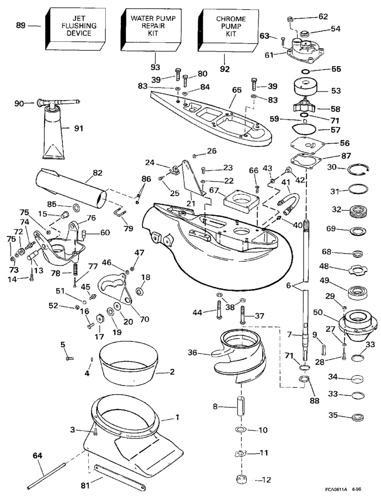 Johnson Jet Drive Unit Parts for 1997 50hp BJ50RLEUC Outboard Motor