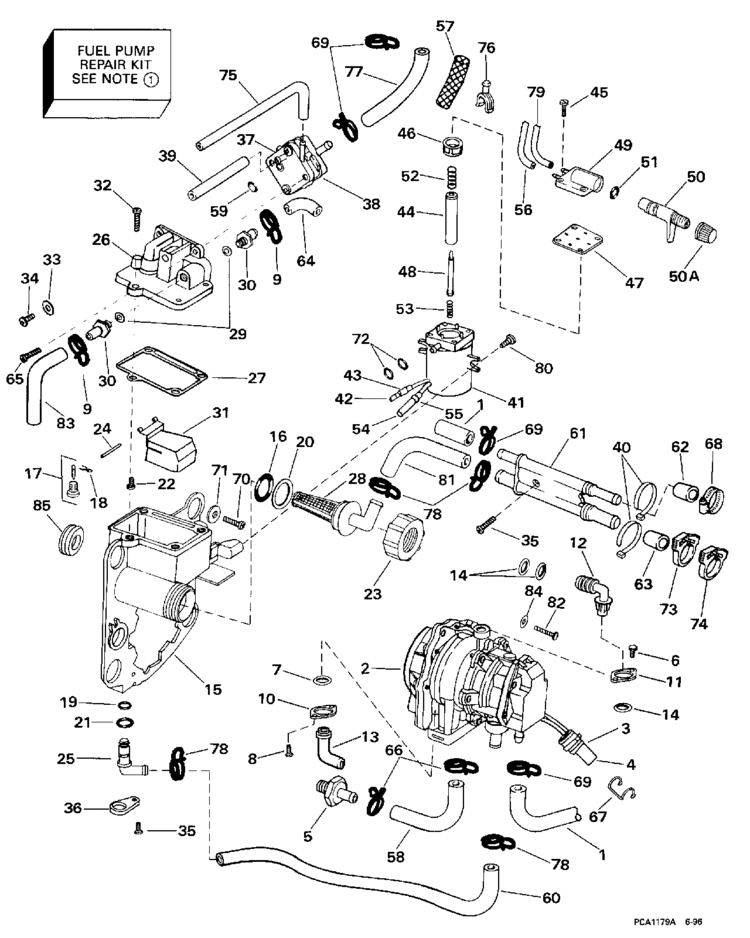 Hose for a Johnson or Evinrude outboard motor 339688