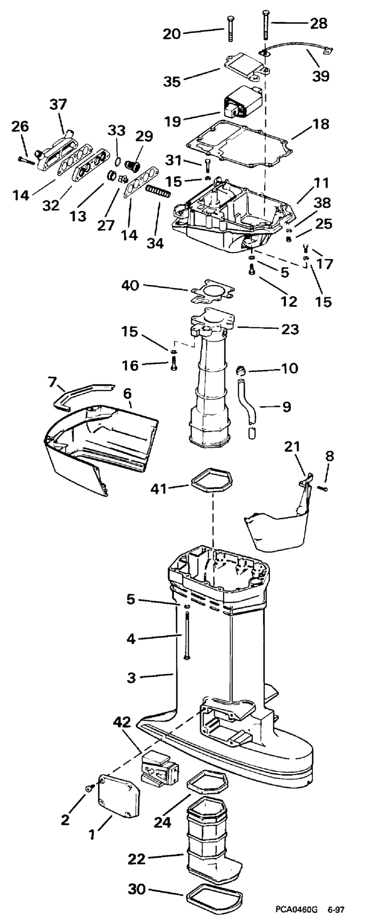 Johnson Exhaust Housing Parts for 1998 90hp J90TSLECM Outboard Motor