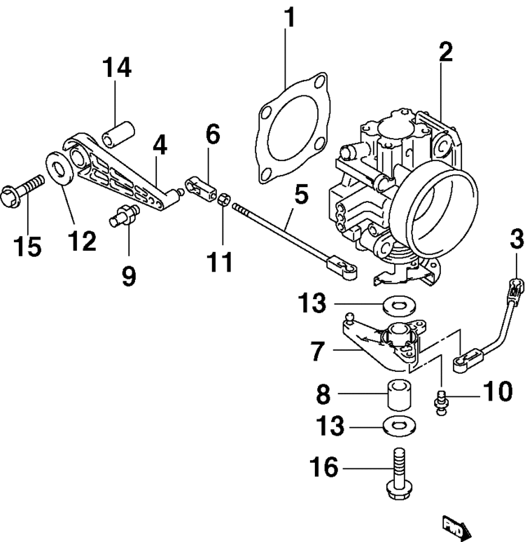 Johnson Throttle Body Parts for 2002 60hp J60PL4SNF Outboard Motor