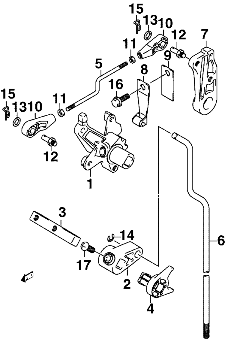 Johnson Shift Linkage  Pl Models  Parts For 2005 25hp