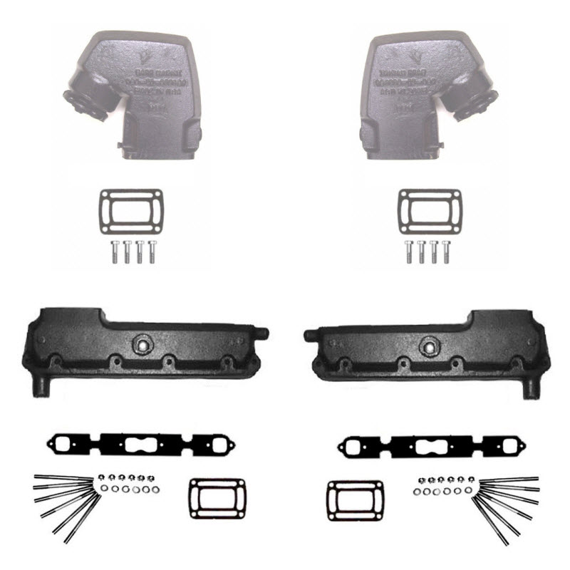 Barr Marine OMC-KT-V857LENDER - Exhaust Manifold Riser Kit for OMC 5.0 and 5.7L with End Style Risers