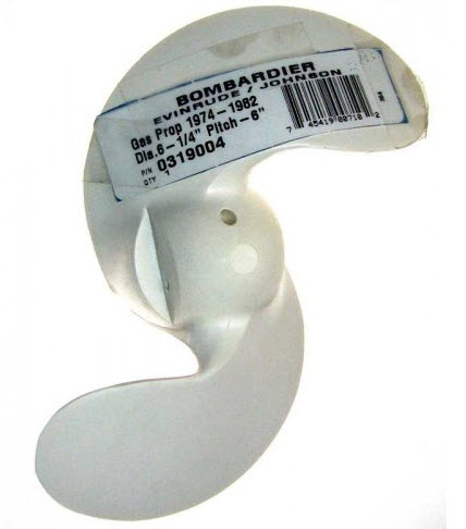 Evinrude Johnson OMC 0319004 - Plastic Propeller, 4 Weedless, 6 1/4 X 6