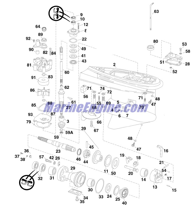 Evinrude Johnson OMC 5005551 - Gearcase/V6/Os/Smk