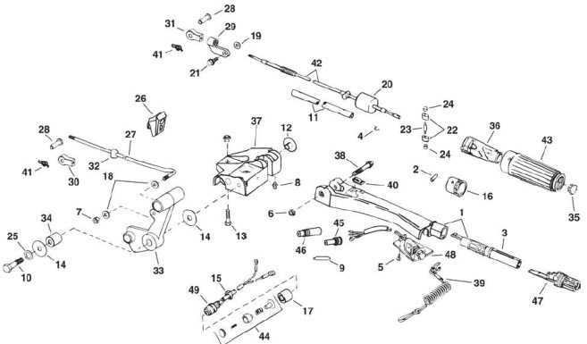 Evinrude Johnson OMC 5005624 - Tiller Kit Assembly - White
