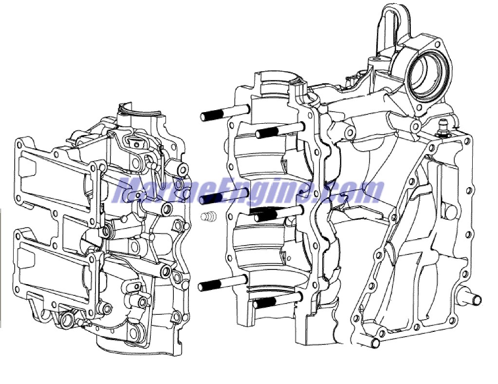 Evinrude Johnson OMC 5006190 - Cylinder & Crankcase Assembly & Pin Assembly