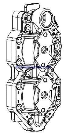 Evinrude Johnson OMC 5006514 - Cylinder Head & Pin Assembly