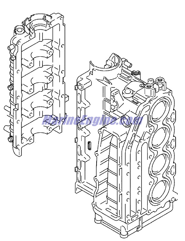 Evinrude Johnson OMC 5034543 - Cylinder Block Assembly