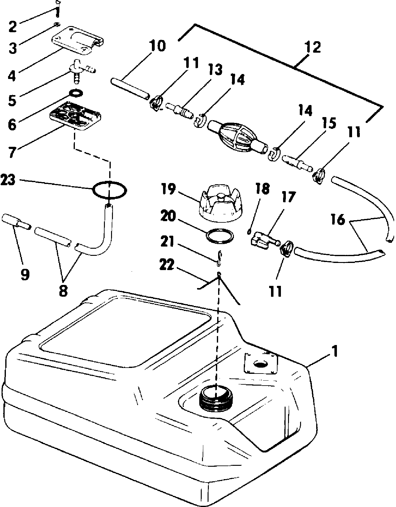 fuel tank Fuel Systems 1991 Accessories for 1991 Johnson Evinrude Outboards