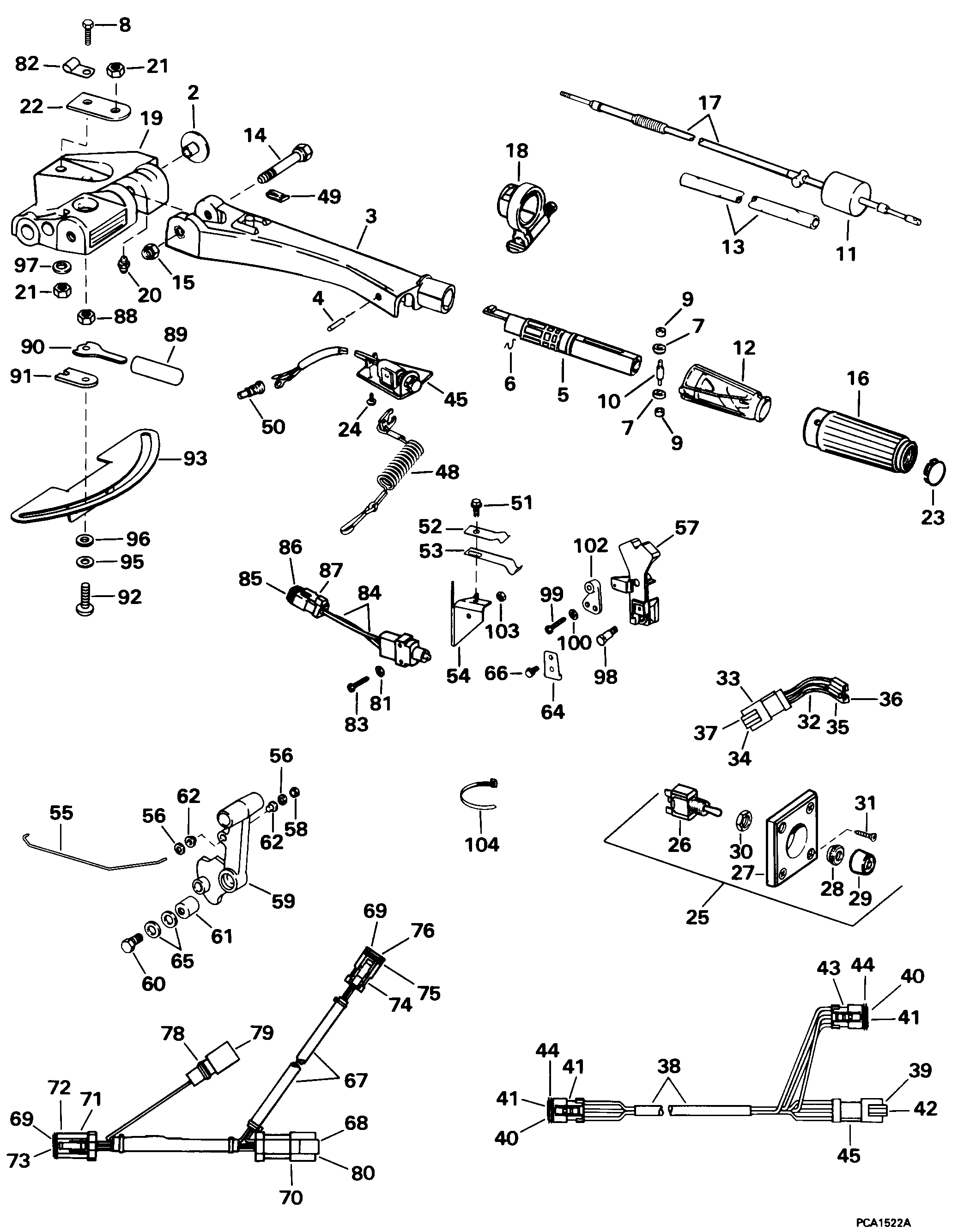 Tiller Conversion Kit V4 60ø Steering 1998 Accessories for 1998 Johnson Evinrude Outboards