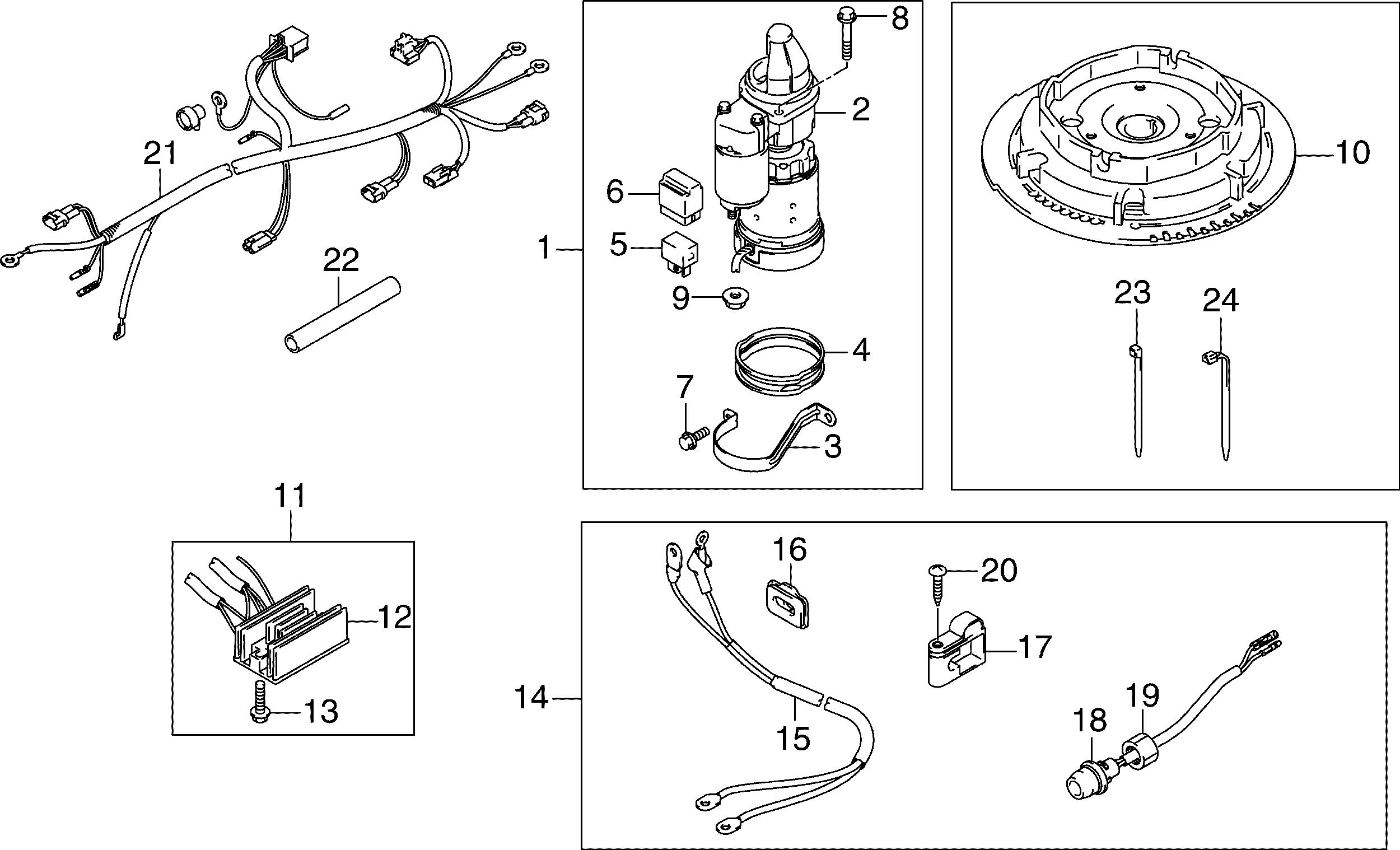 Electric Start Kit - 9.9,15 Hp (4-stroke) Electrical Accessories for