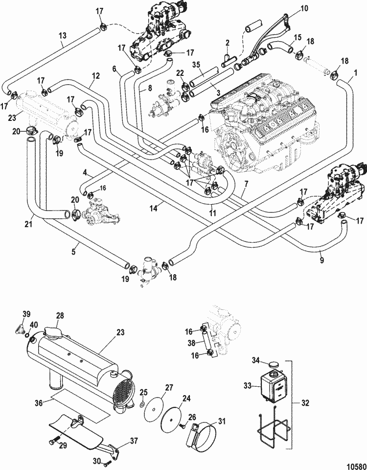 Mercruiser 350 Mag Mpi Mie Closed Cooling System Parts