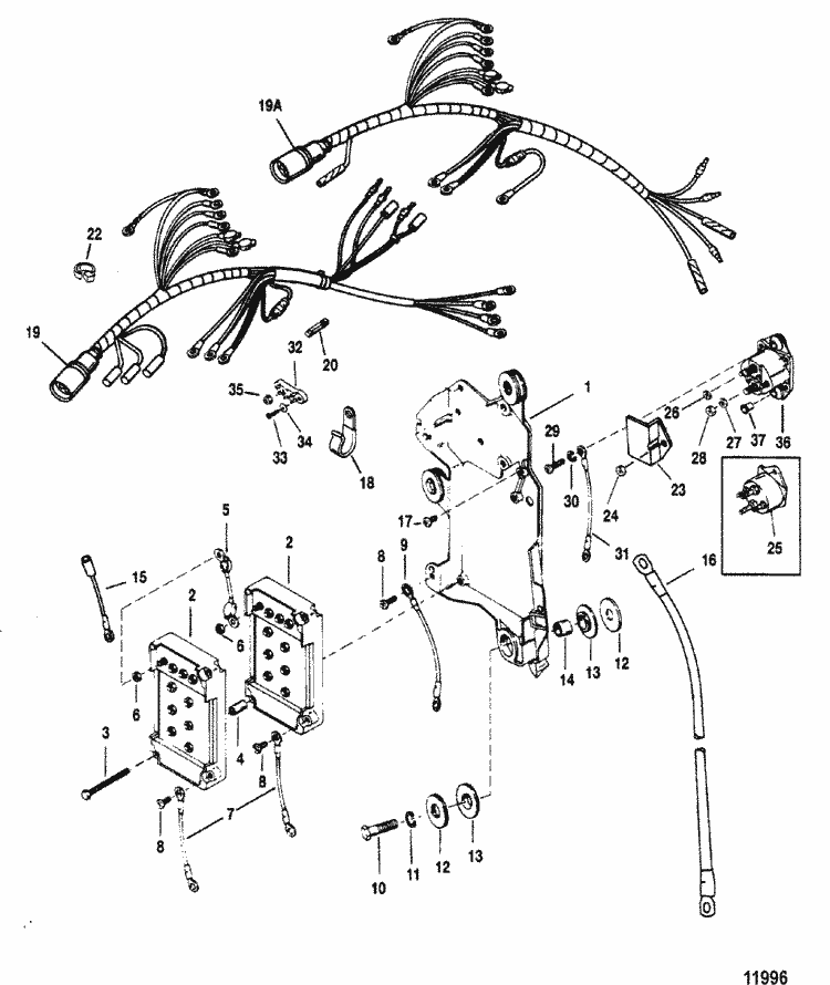 Mercury Marine V-150 HP XRI (EFI) Wiring Harness / Starter Solenoid Parts