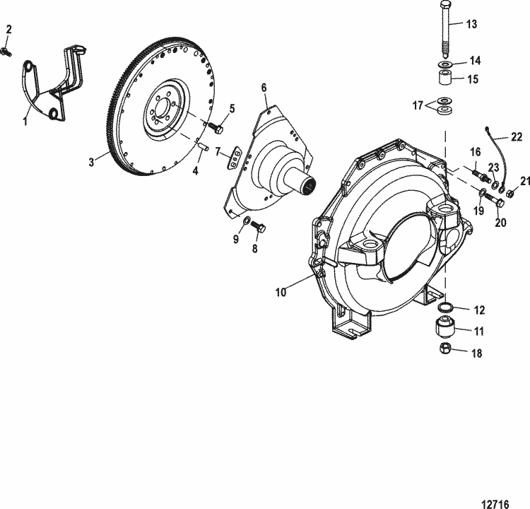 MerCruiser 4.3L Carburetor Alpha / Bravo Flywheel, Coupler & Flywheel