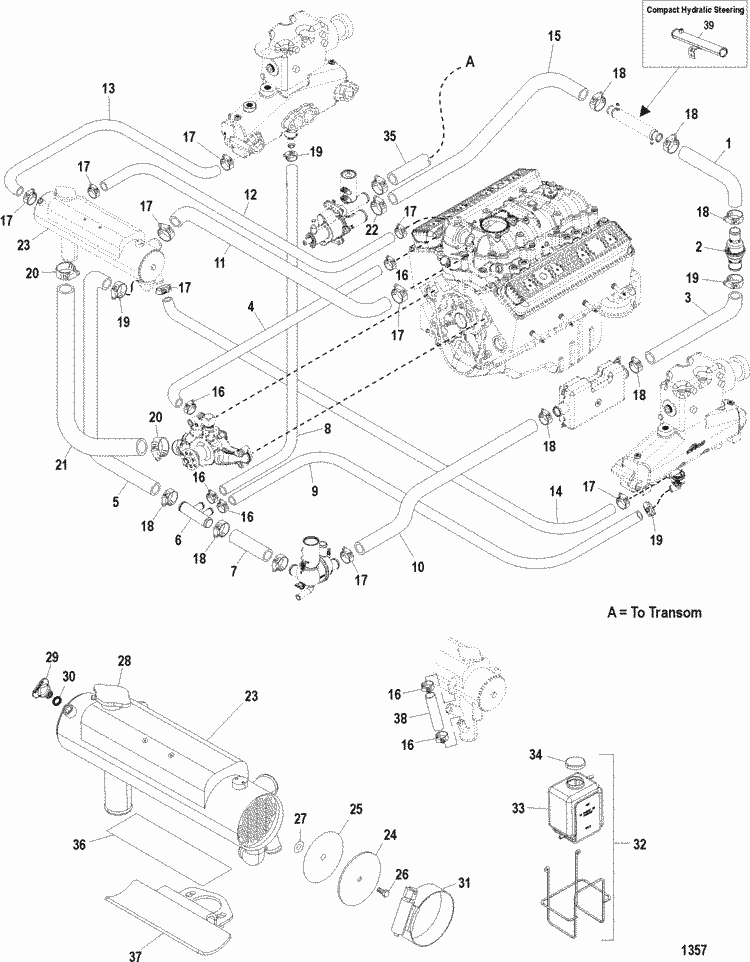 MerCruiser MX 6.2L MPI Bravo Closed Cooling System (Easy Drain) Parts
