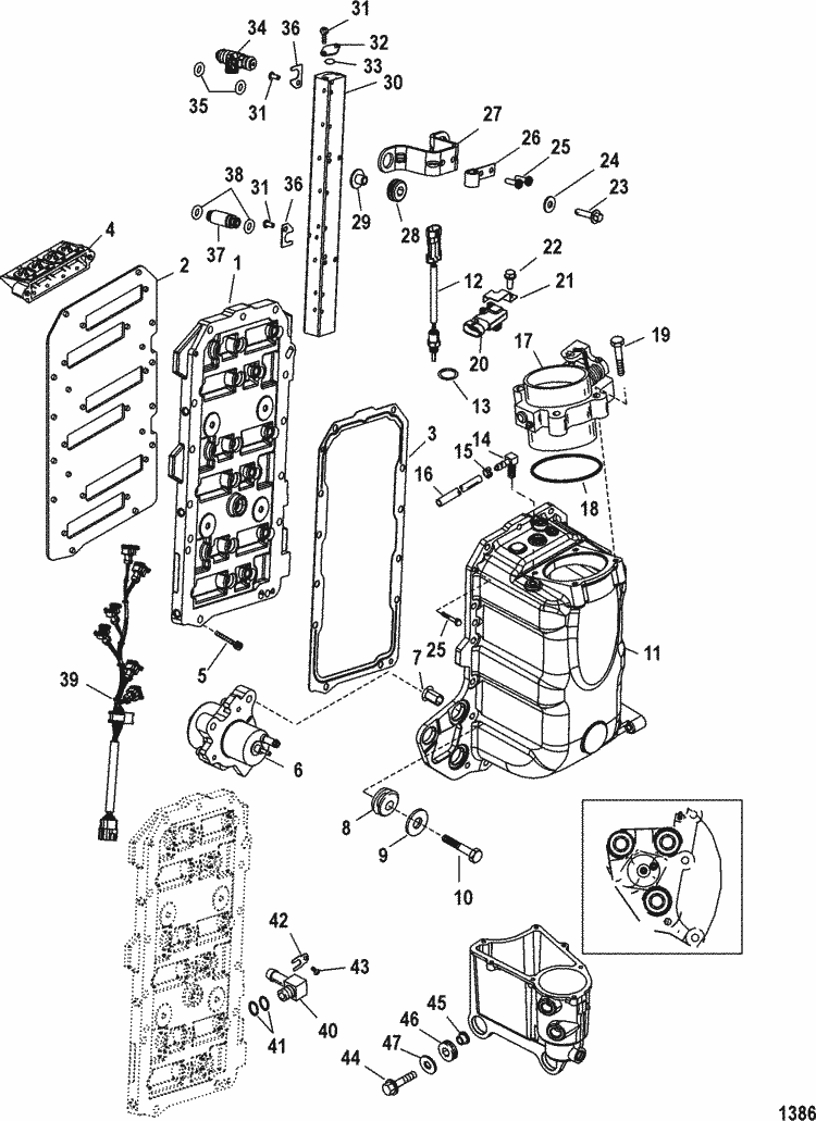 Mercury Marine V-200 HP EFI (2.5L) Air Handler Components Parts