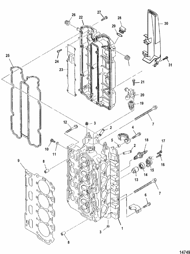 Mercury Marine 115 HP EFI (4-Stroke) Cylinder Head Parts