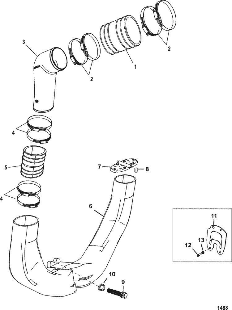 MerCruiser 4.3L MPI Alpha / Bravo Exhaust System Parts