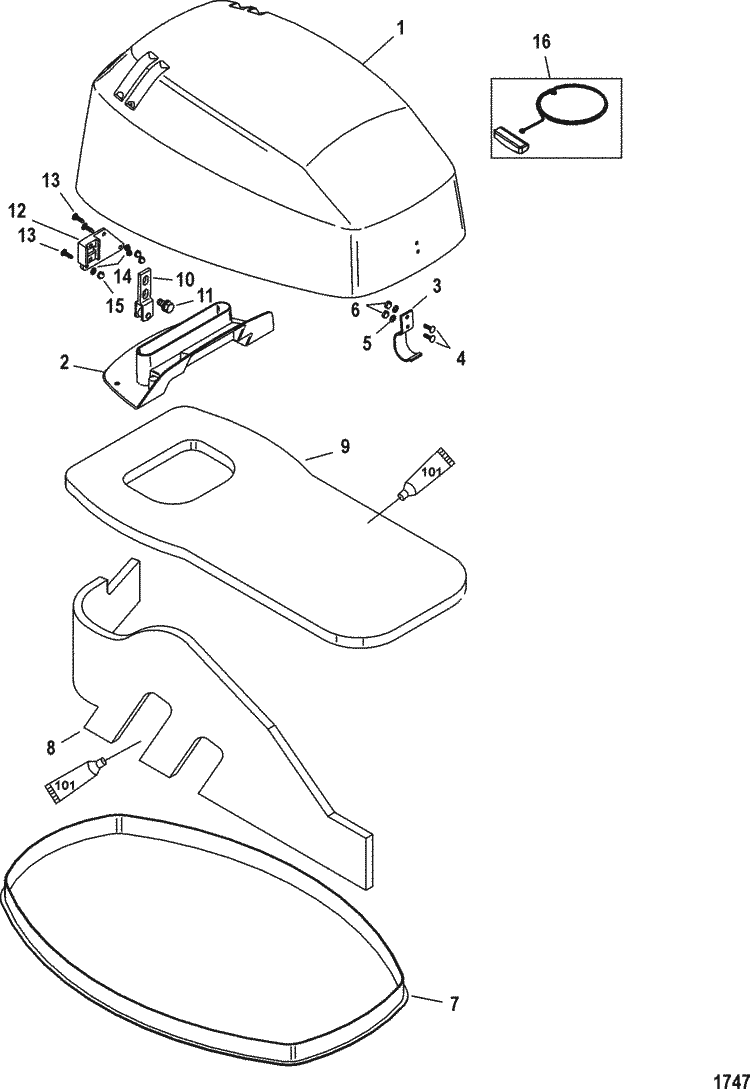 Mercury Marine 60 HP EFI (4 Cylinder) (4-Stroke) Top Cowl Parts
