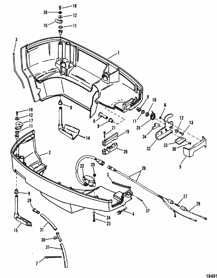 Mercury Marine XR-4 Bottom Cowl Parts