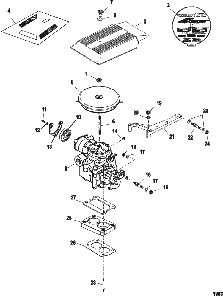 MerCruiser 5.0L Carburetor Alpha / Bravo Carburetor & Throttle Linkage