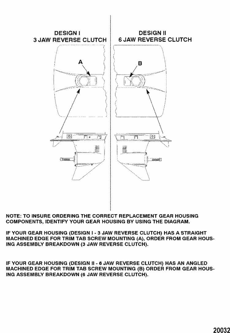 Force 120 HP (1997) Gear Housing Identification Parts