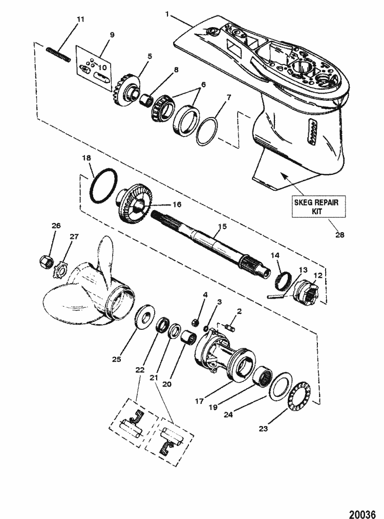 Force 120 Hp 1997 Gear Housing Assembly Propshaft 6