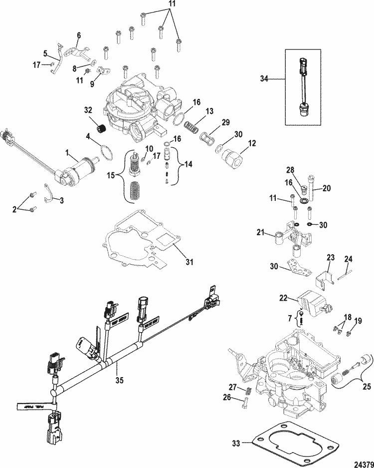 MerCruiser 4.3L Carburetor Alpha / Bravo Carburetor Kit ... omc solenoid wiring diagram 