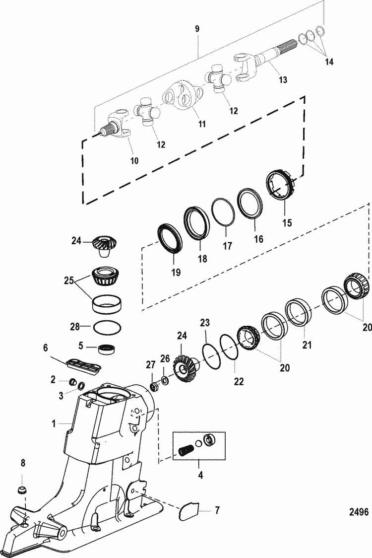 Driveshaft Housing & Drive Gears for Mercruiser (Alpha One, Gen Ii