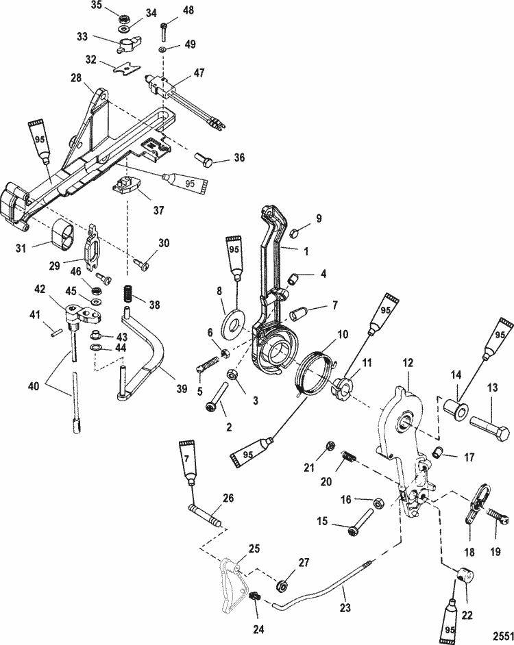 Mercury Marine XR6 Throttle Lever & Shift Shaft Parts