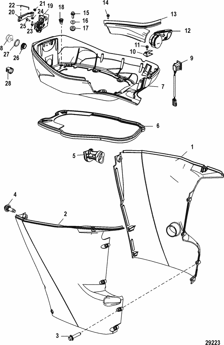 Mercury Marine 60 HP EFI (4 Cylinder) (4-Stroke) Bottom Cowl Parts