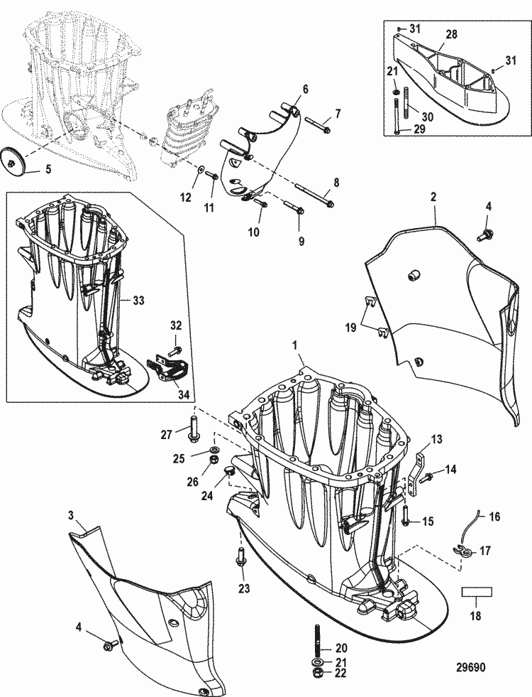 Mercury Marine 250 HP Verado (4-Stroke) (6 Cylinder) Driveshaft Housing