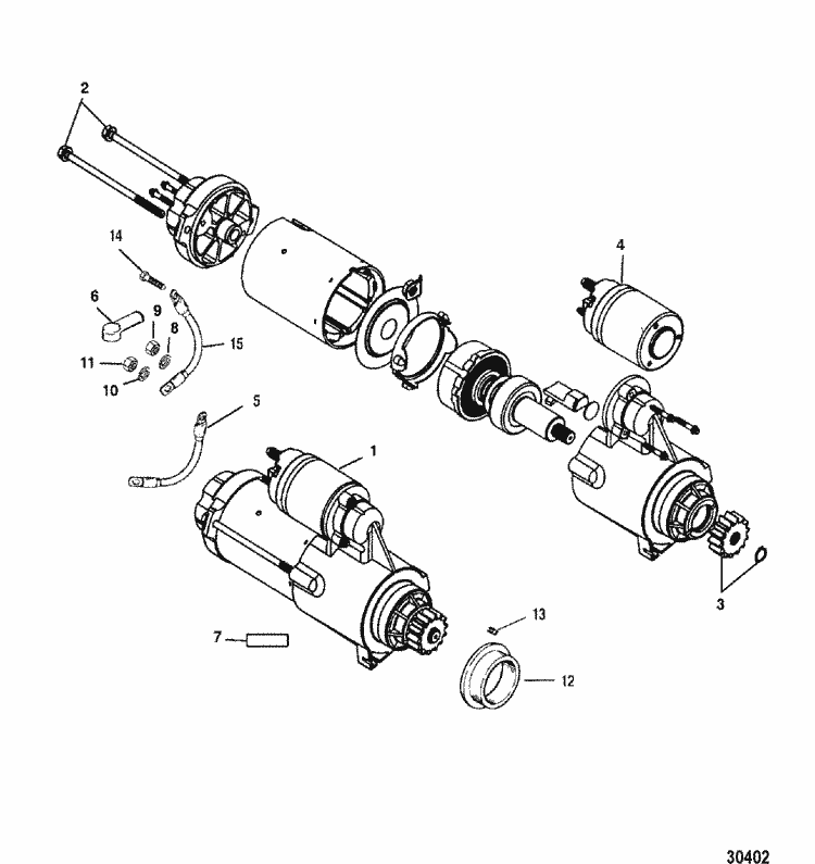 Mercury Marine 225 HP (DFI) Starter Motor Parts