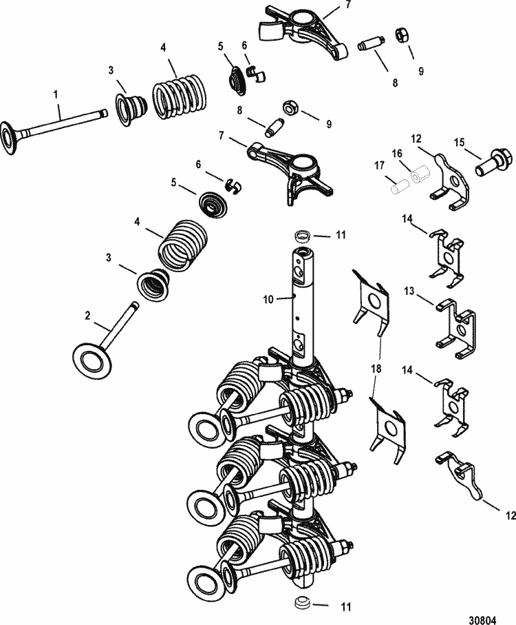 Mercury Marine 60 HP (4-Stroke) (4 Cylinder) Intake / Exhaust Valve Parts