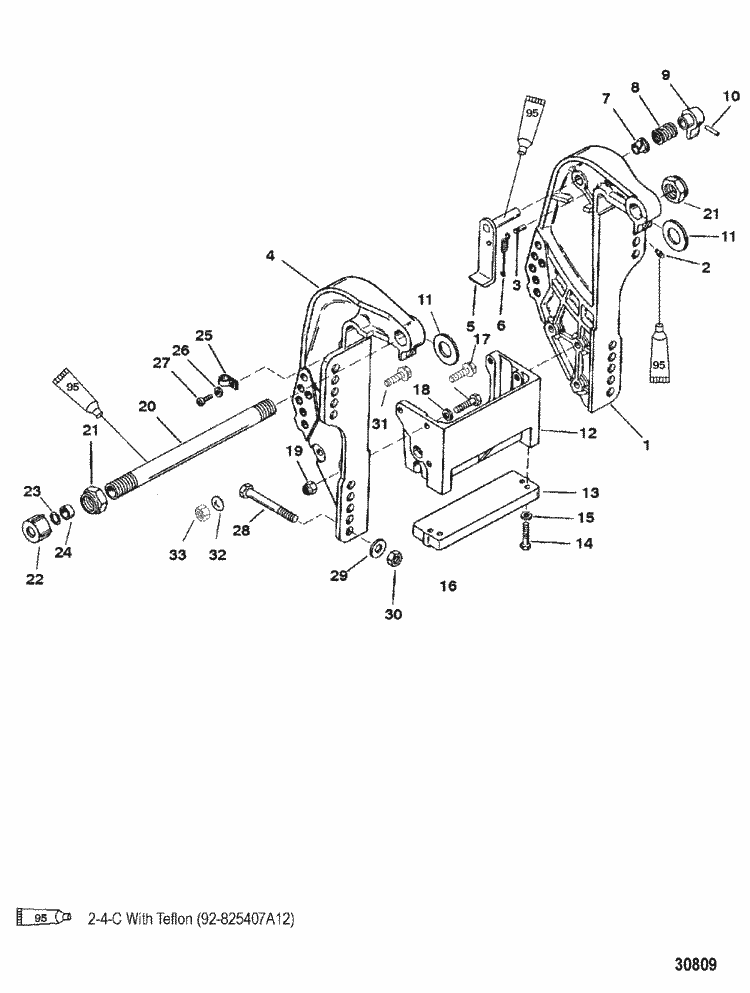 Mercury Marine 60 HP (4-Stroke) (4 Cylinder) Transom Bracket Parts